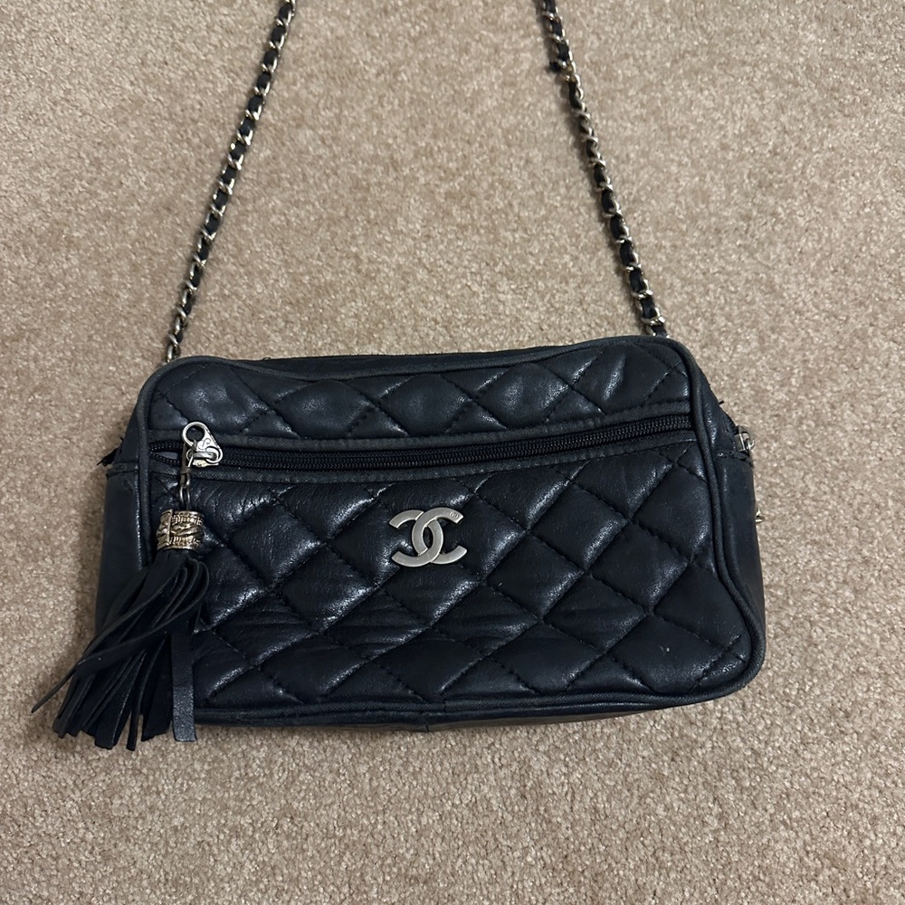 Authentic 70s Vintage Chanel Camera Bag - double pocket, silver hardware
